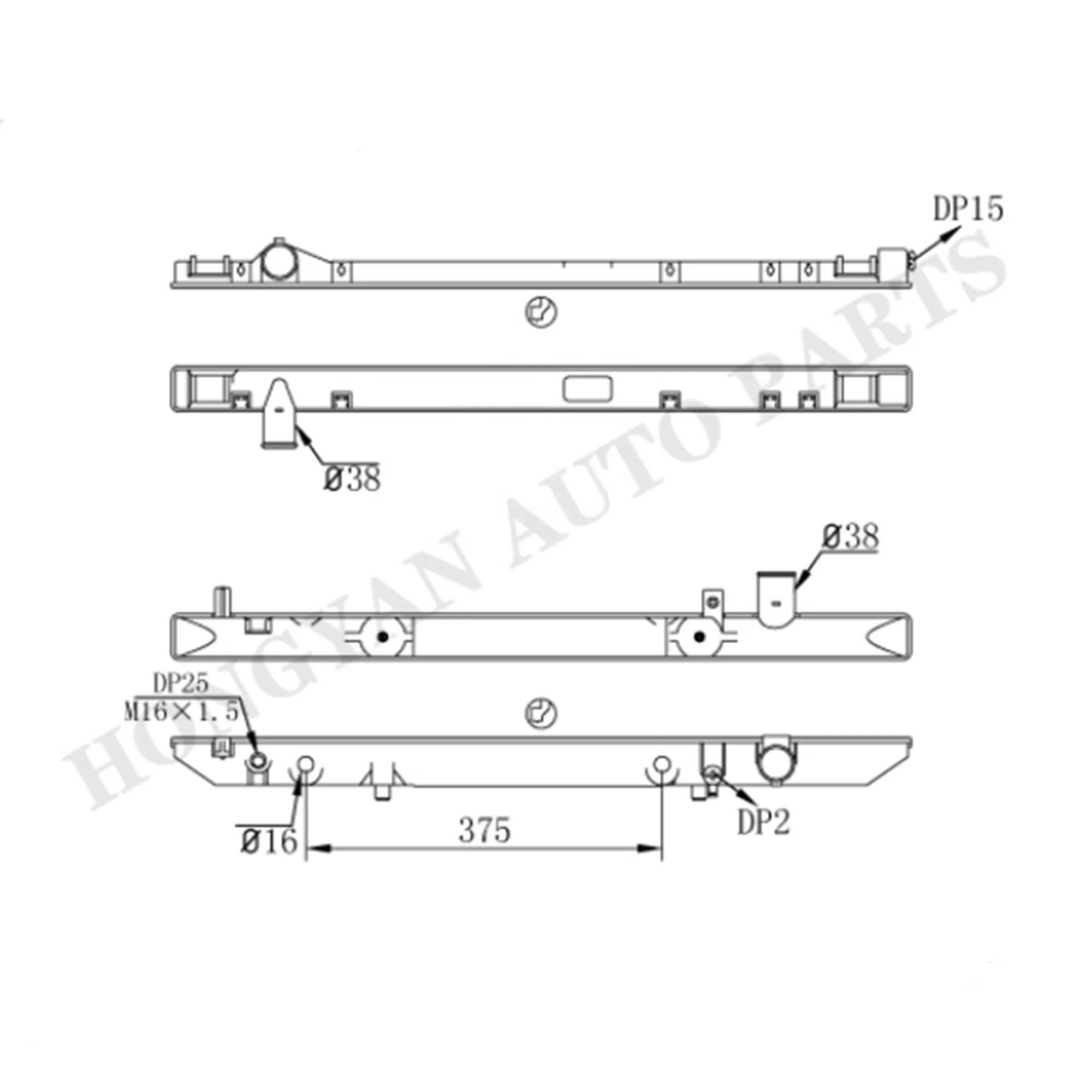 car share parts with auto radiator pa66 gf30 for radiator plastic tank
