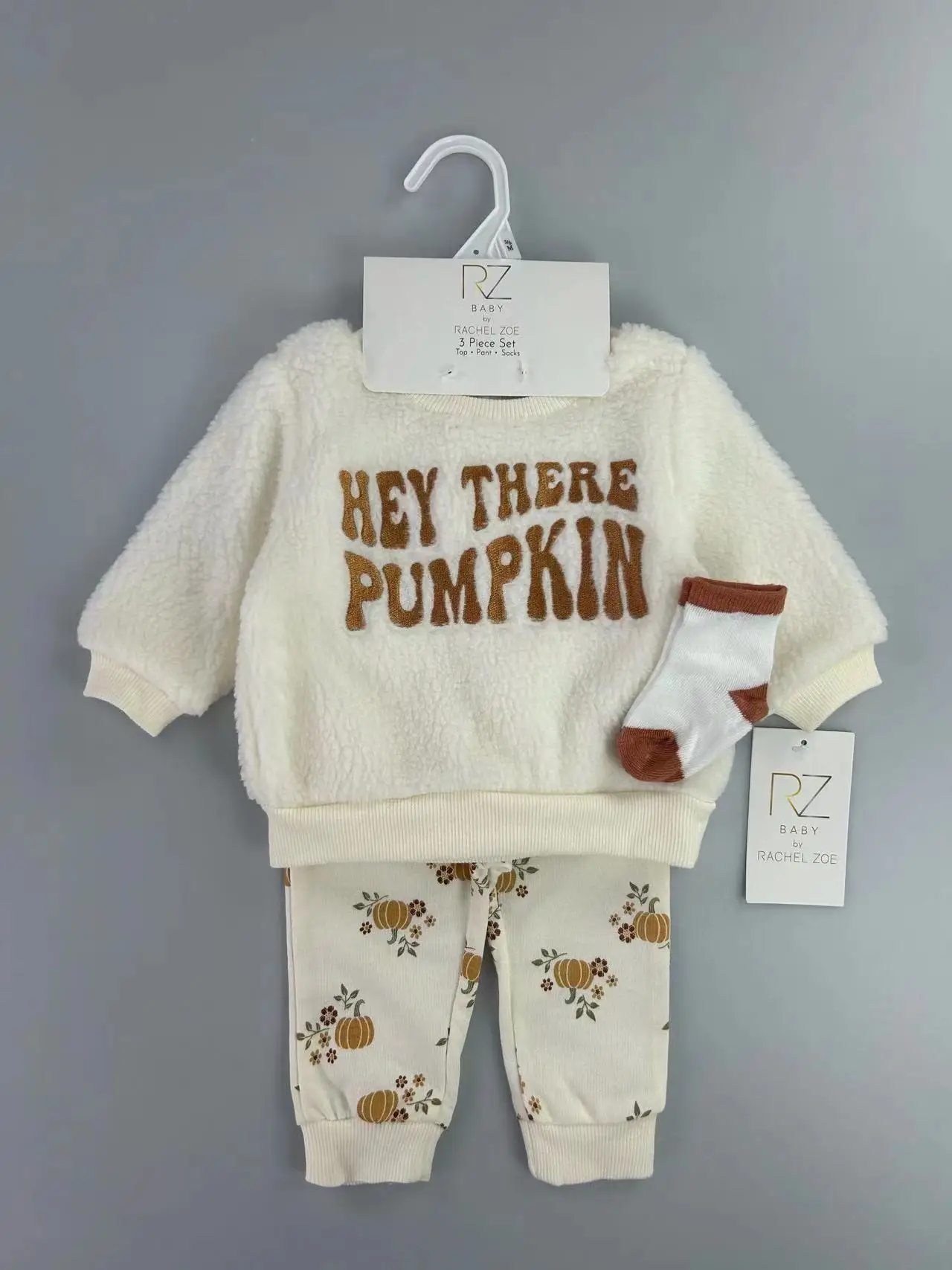 Winter 0-18 Month Baby Girls And Boys Top+Trousers+Socks 3 Piece Clothes Set Long Sleeve Thick Newborn Baby Set