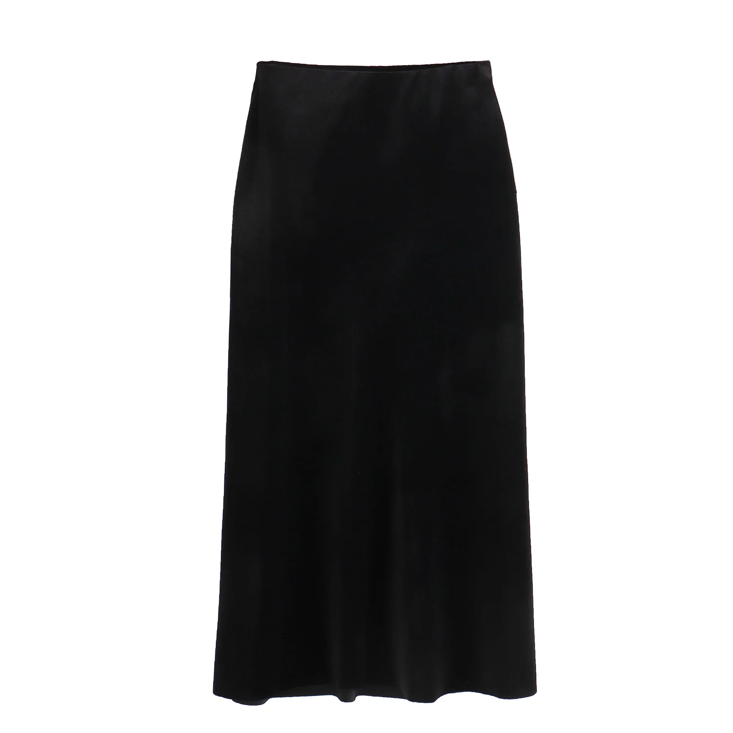 Black color zipper fly hot sale casual fashion velvet long skirt for women