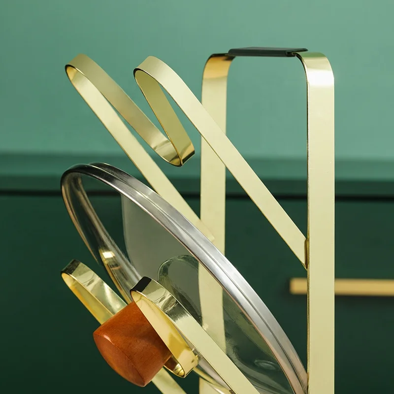 Kitchenware Storage Rack Wrought Iron Kitchen Spatula Rack Multi-function Pot Cover Rack