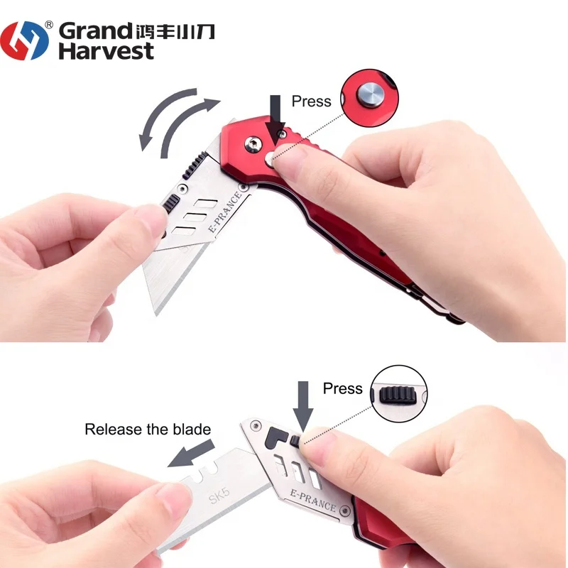 Wholesale Heavy Duty SK5 Double Blade Retractable Carpet Work Folding Handy Paper Safety Utility Knife