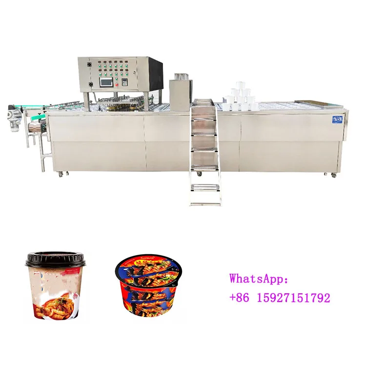 Automatic Make Instant Noodles Rice Wine Fast Food Popcorn Yogurt And More Plastic Pater Bowl Filling Sealing Packing Machine