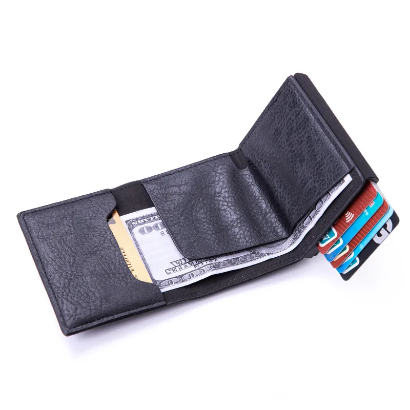 Pu Leather Credit Card Pop Up Wallet RFID Blocking Slim Minimalist Card Holder