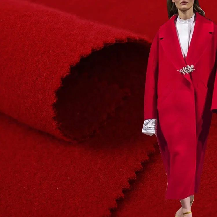 Chinese Textile factory price woven red 100% polyester suit fabric for women coats