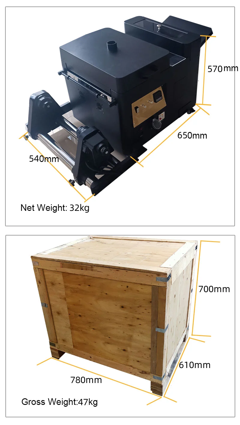 Small DTF Print Machine A3 DTF Printer A3 30cm XP600 T-shirt DTG Printer with Powder Dyer Shaking Machine