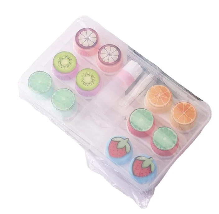 
wholesale cheap transperent contact lens case plasti lens case box with suction 