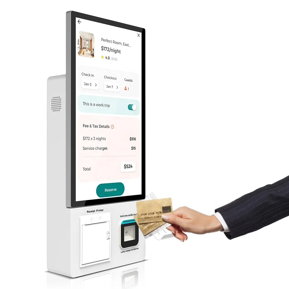 Self-service printing report terminal registration kiosk