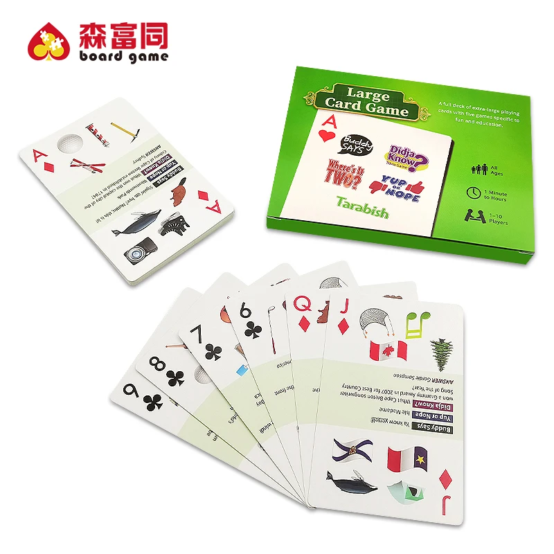 Giant Jumbo Large Paper Poker Front And Back Custom Logo Playing Cards Manufacturers