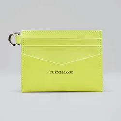 Designer Logo Smooth Leather Cardholder Soft Slim fluorescein Card Case