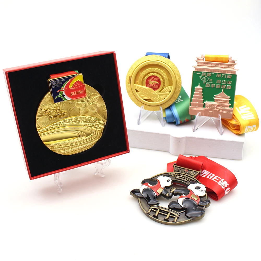 Design Your Own Medal Custom Zinc Alloy 3D Soft Enamel Gold Performance Dance Star Bodybuilding Medal With Ribbon