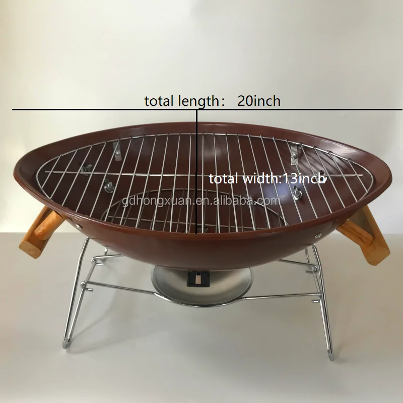 Hot Sale Portable Outdoor Rugby  American Football Charcoal BBQ Grill Camping Grill Brown with handle luxury coal barbecue