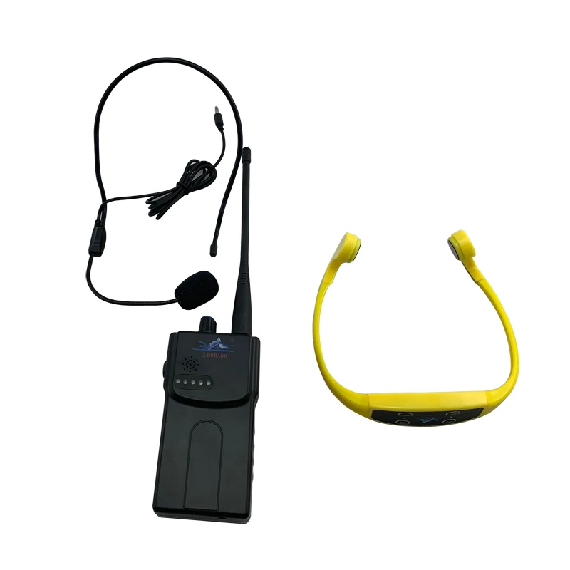 Swimming Efficient Teaching Logo Customized Volume Adjustable Waterproof Working Talking FM Transmitter Bone Conduction Headset