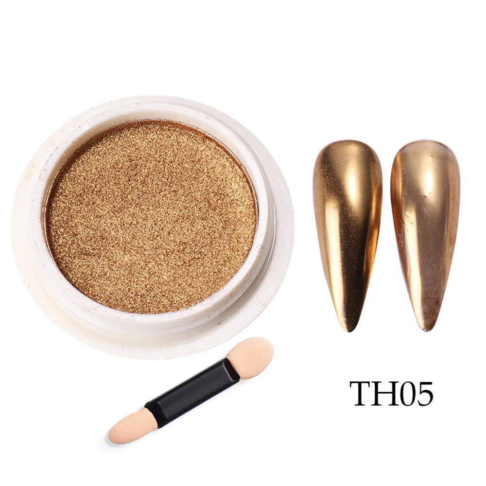 SZP43 professional pigment factory wholesale solid silver gold mirror chrome nail powder set with brush