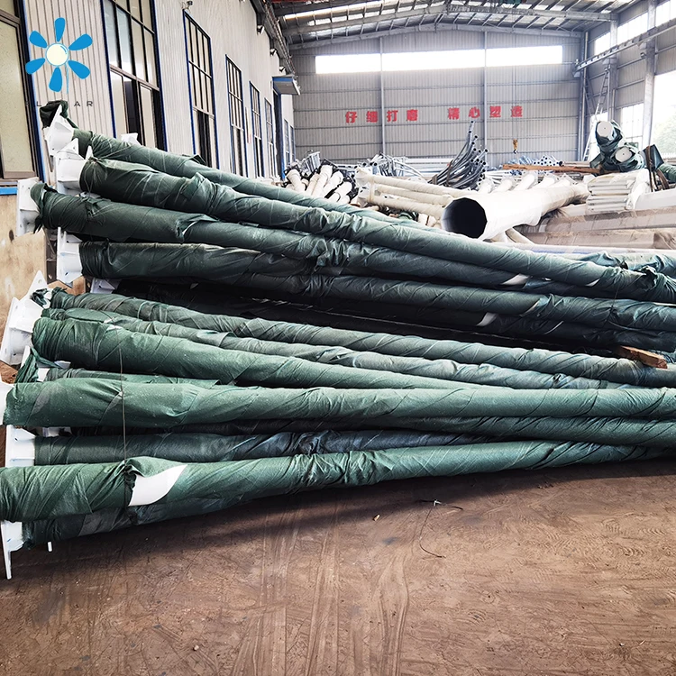 Octagonal conical solar led street light galvanized steel lamp pole