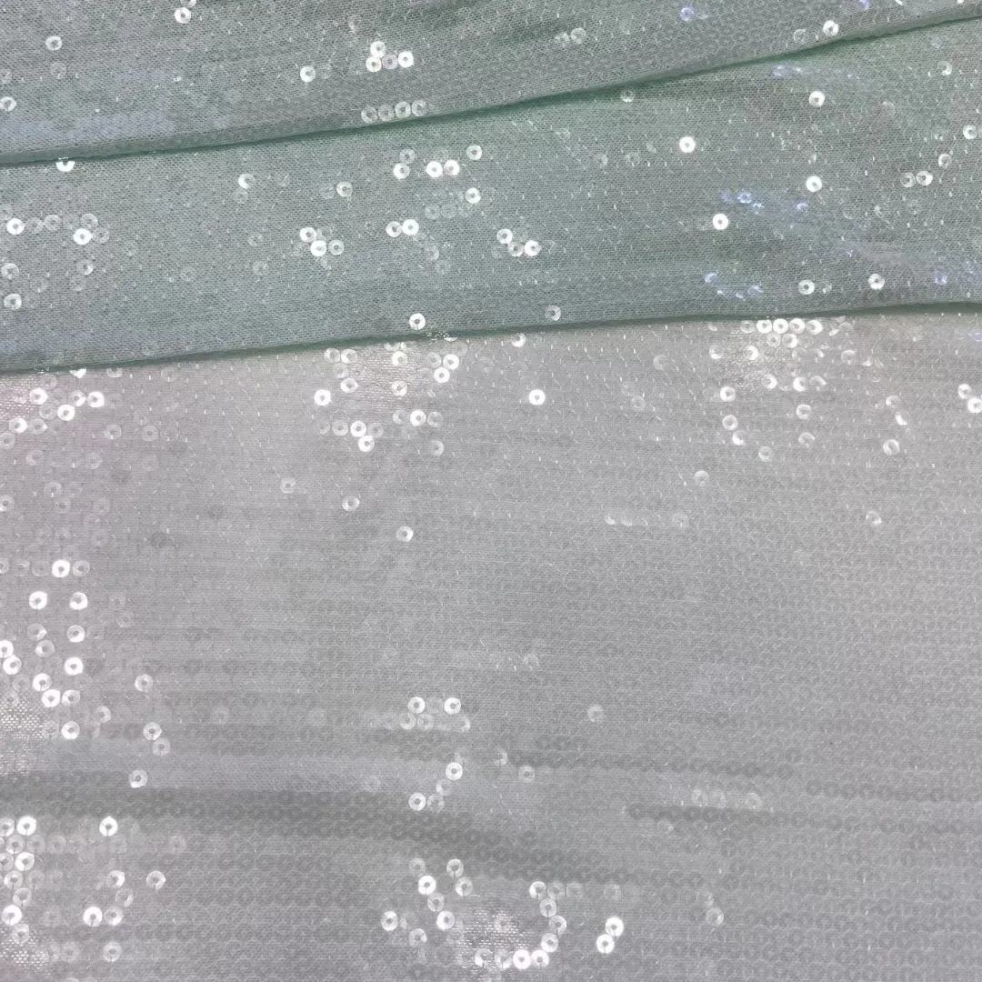 Novel Design Fresh Tulle Wedding Party nude Glitter Dress Stretch Mesh Embroidery Lace Transparent Sequin Fabric