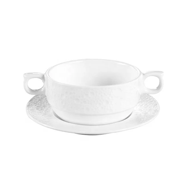  Керамическая миска для супа Savall HoReCa OEM с глубокой двойной ручкой 250 мл фарфоровая керамической мисо