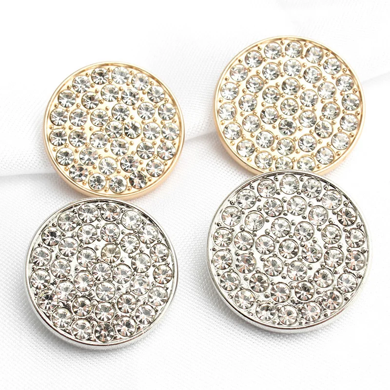 LS048 High-end Popular Metal Full Rhinestone High Foot Hand Sewn Button Round Button Coat Sweater Decorative Button