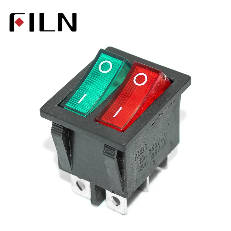 Двойной цвет, в ассортименте 4 шпильки включения выключения Кулисный кулисный переключатель 10A 125V 6A 250VAC со светом