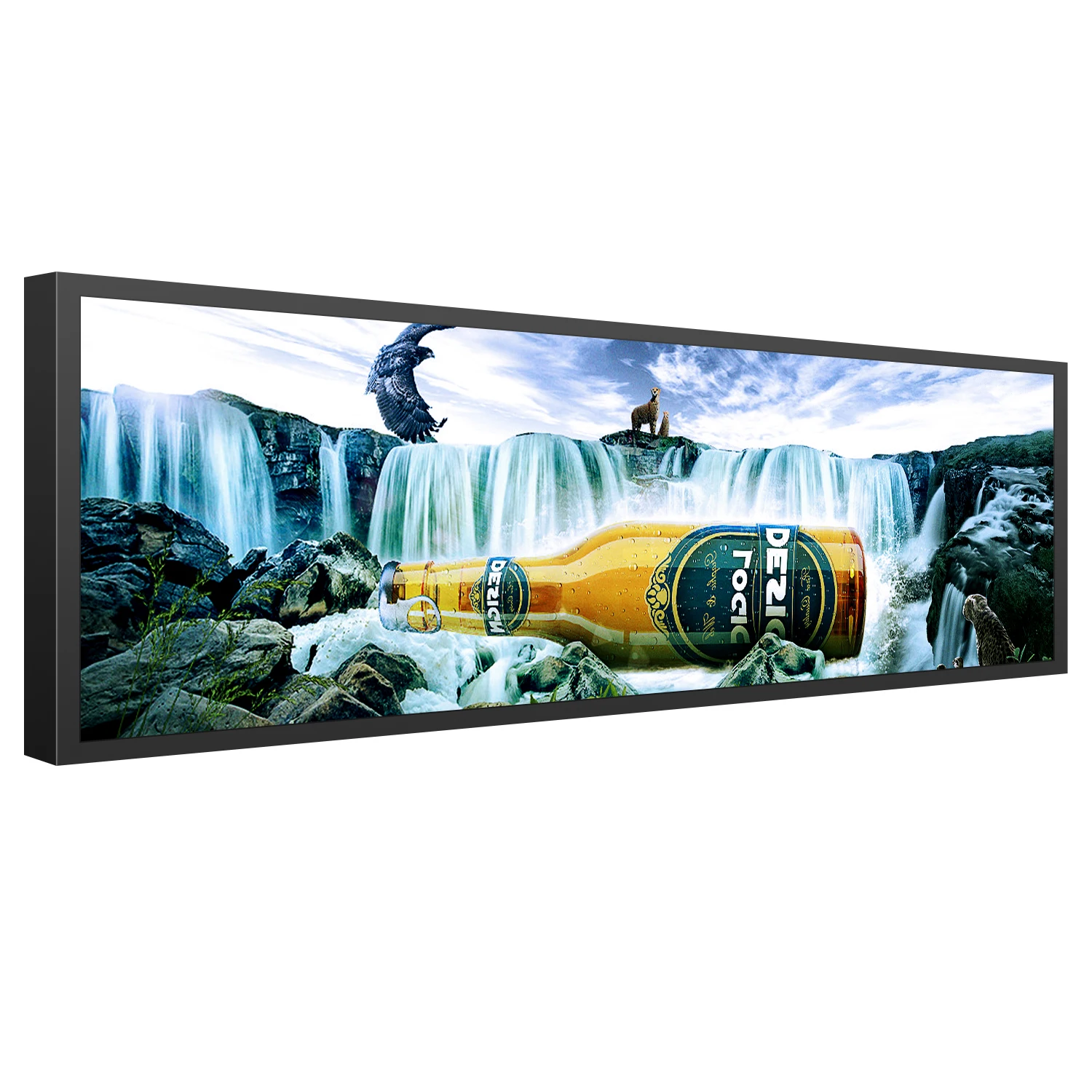 Android advertising screen edge shelf supermarket digital signage indoor stretched bar type lcd display