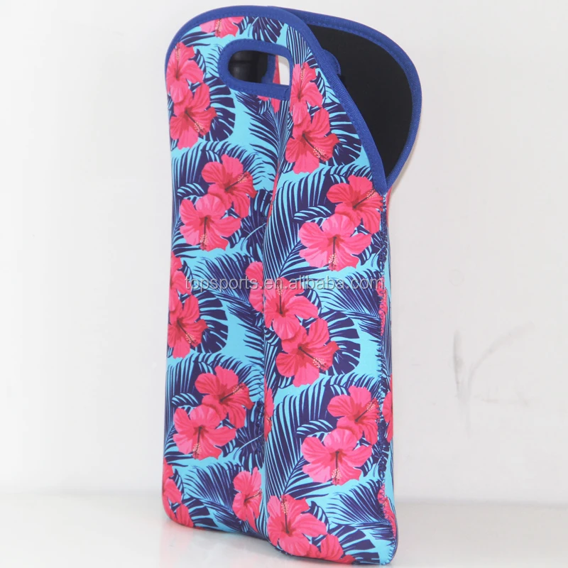Factory Directly Sublimation Printing Neoprene Two Sets Wine Tote Bags