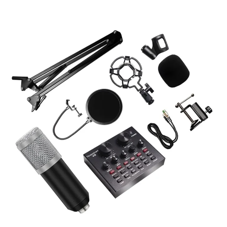 BM 800 Studio Microphone Kits With V8 Sound Card BM800 Condenser Professional Microphone For Computer Recording Podcast TikTok