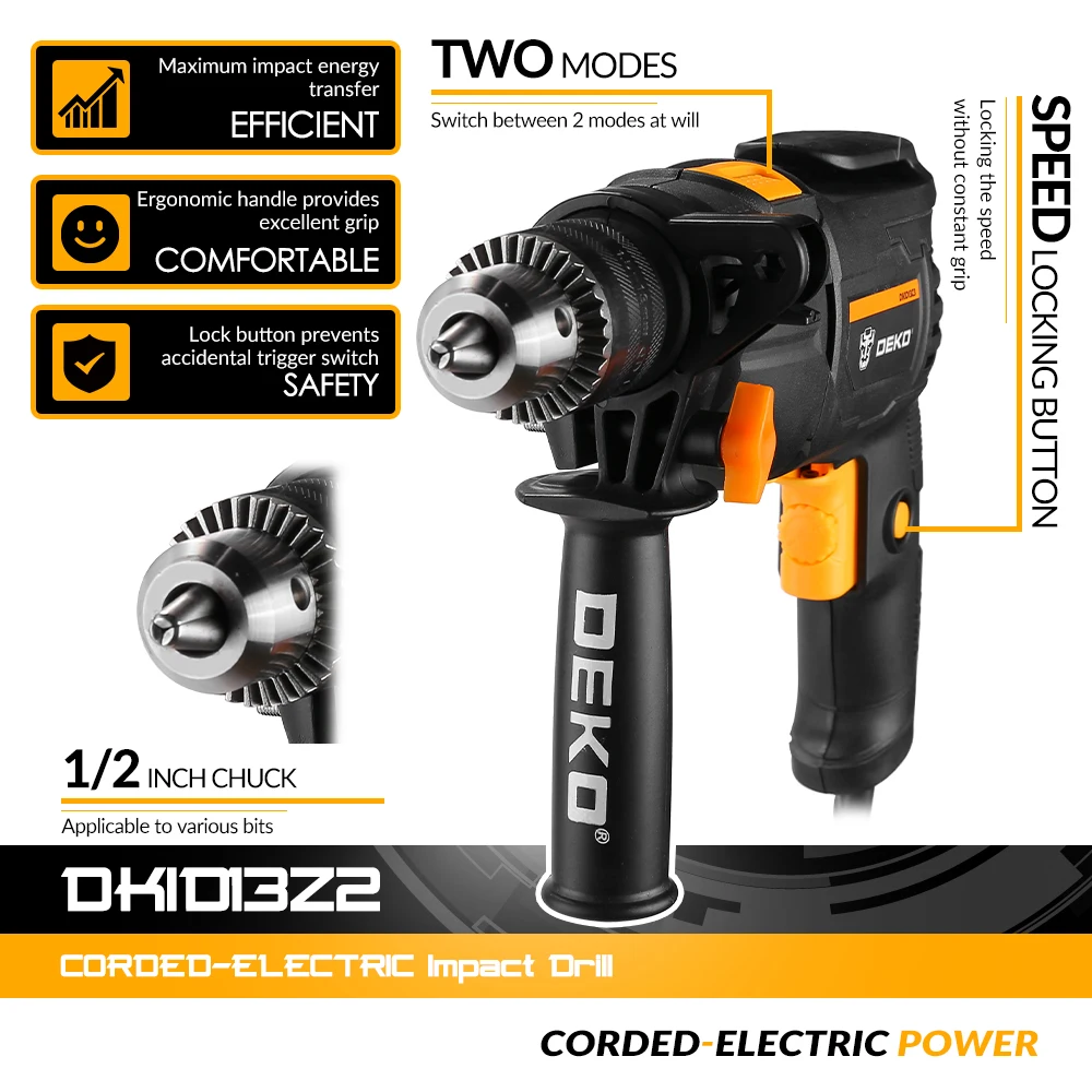  DEKO DKID13Z2 SET1 220 В Ударная дрель 2 функции электрическая перфоратор отвертка электроинструменты электрические