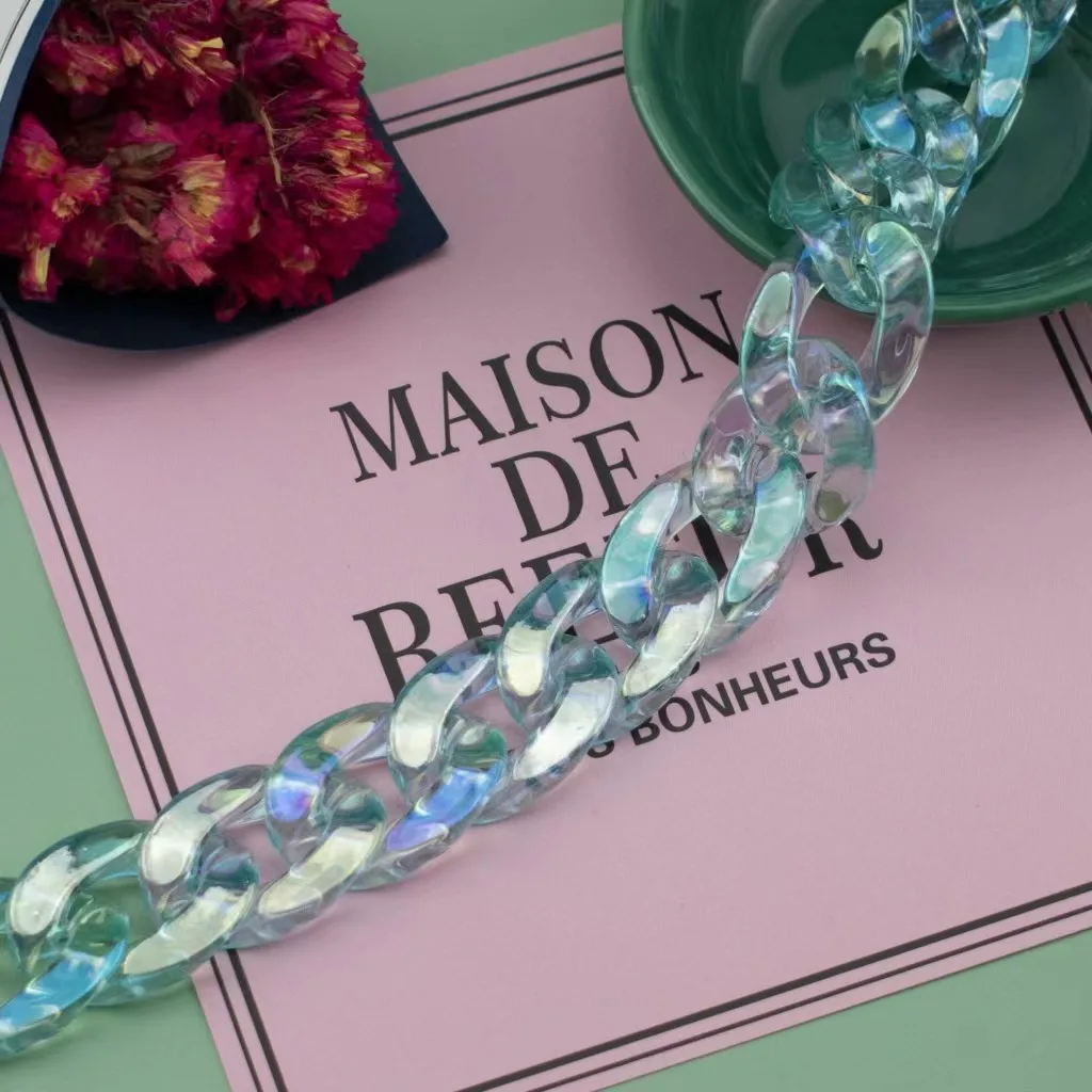 Colorful AB Color Transparent Acrylic Bag Strap Ladies Bag Chain Shoulder Cross Body Bag Handbag Purse Replacement Chain