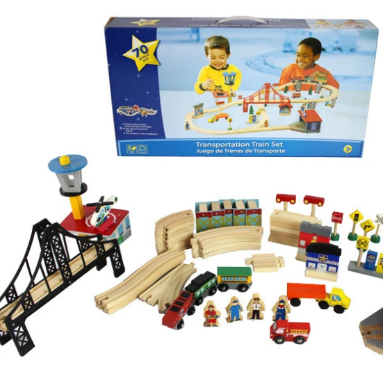 New Popular 70 pcs Aircraft Garage Wooden Railway Track Train Set Toy (60461682490)