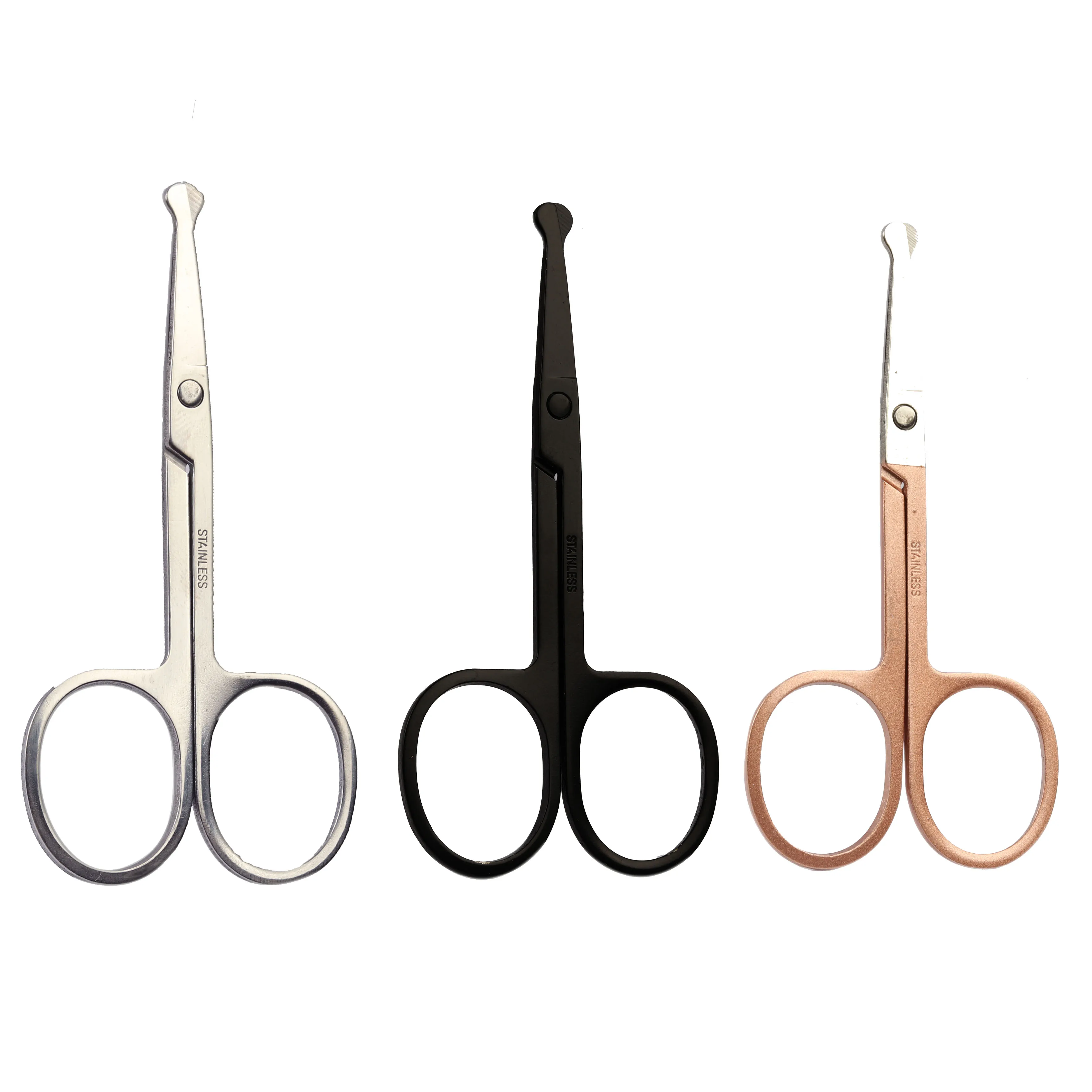 Black Nose Hair Scissors Rounded Tip Moustache Beard Facial Eyebrow Scissors Beard Trimmer cuticle scissor Stainless Steel