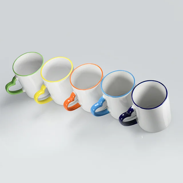 Thermal Transfer Printing Sample Sublimation Ceramic Love Heart Tea Cup for Drink l