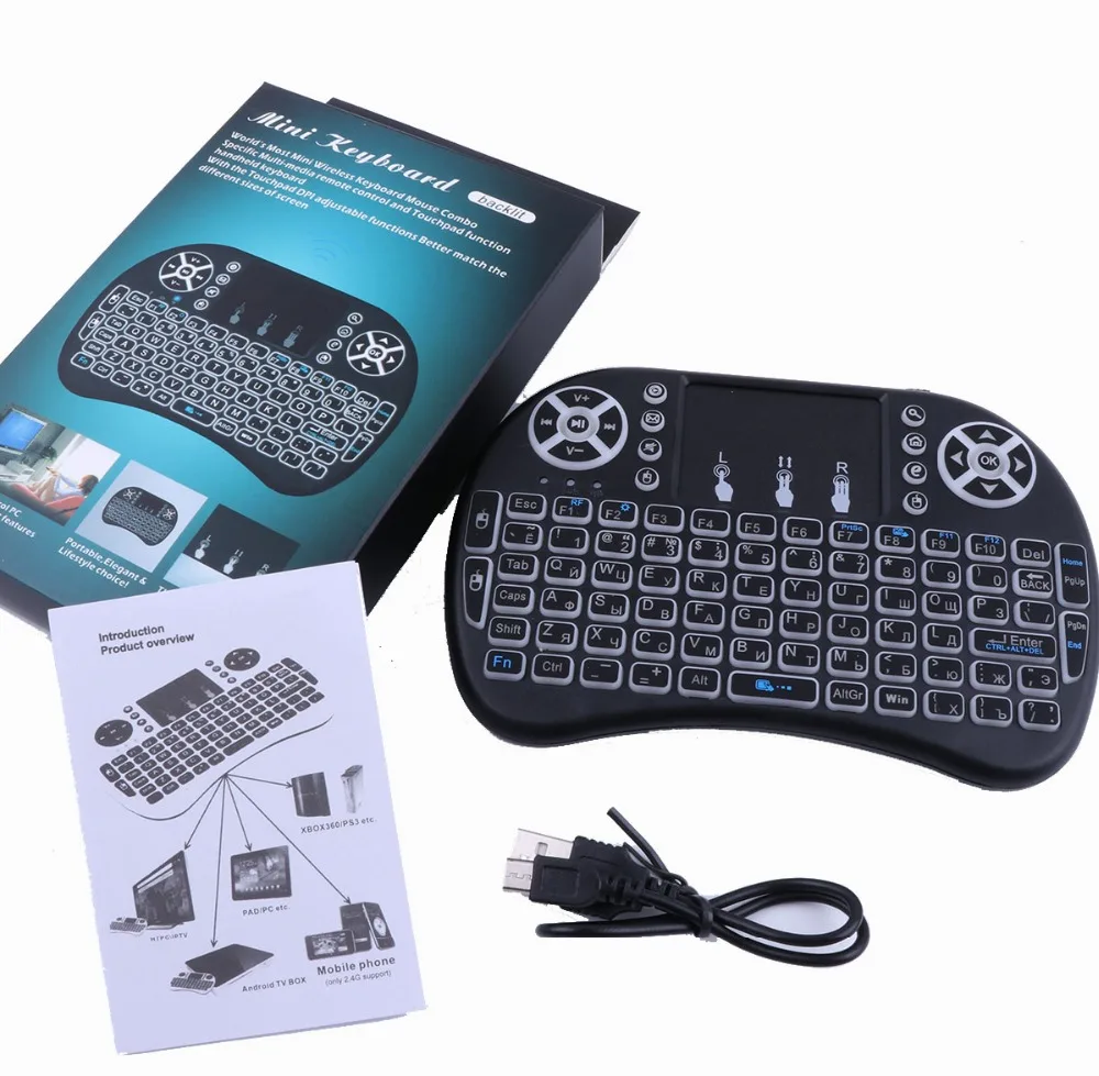 Mini Wireless Arabic English Portuguese Russian Spanish 2.4ghz I8 keyboard Air Mouse Remote Touchpad for PC TV Box