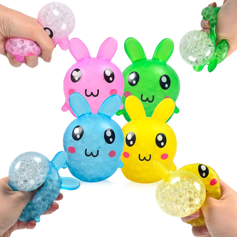 Easter Cute TPR Water Bead Squeeze Rabbit Toys Squishy Bunny Soft Stress Ball For Kids