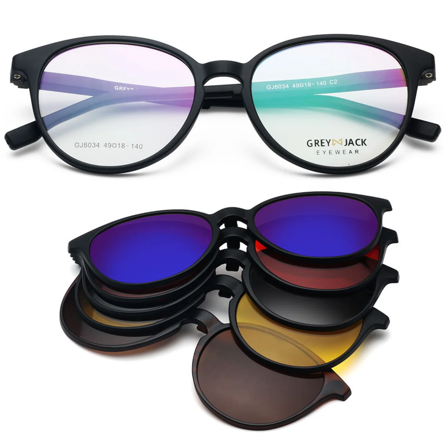 Солнцезащитные очки 5 в 1 для мужчин и женщин, поляризационные темные очки с магнитными зажимами, овальной оправой из TR90, ночное видение, 2021