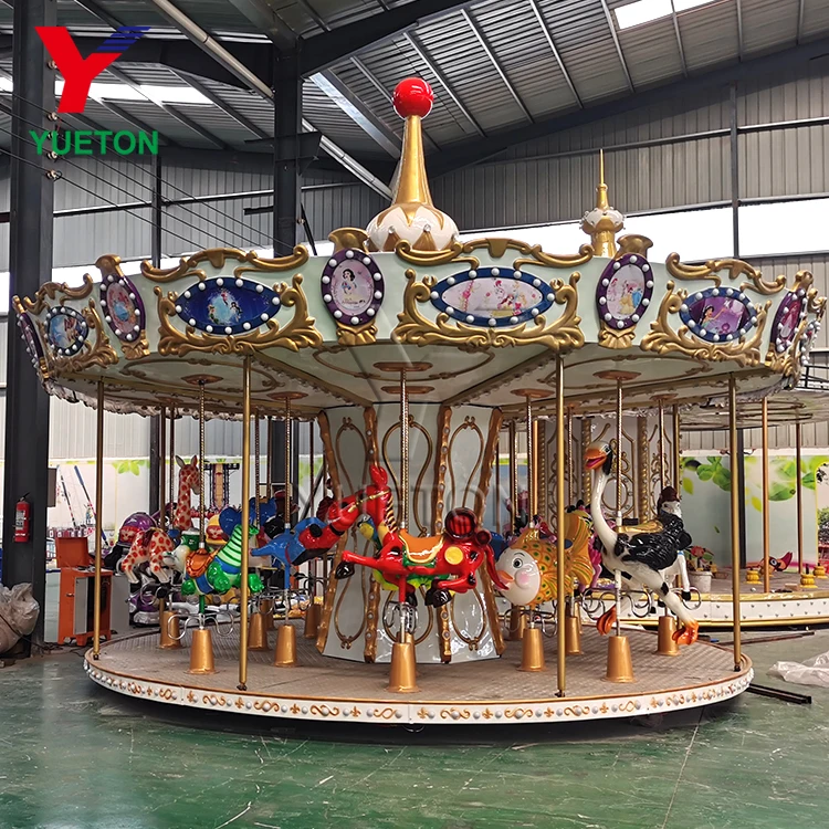 16 Seats Outdoor Playground Equipment Amusement Park Ride Carrousel Kiddie Rides Merry Go Round Carousel Horse For Kids