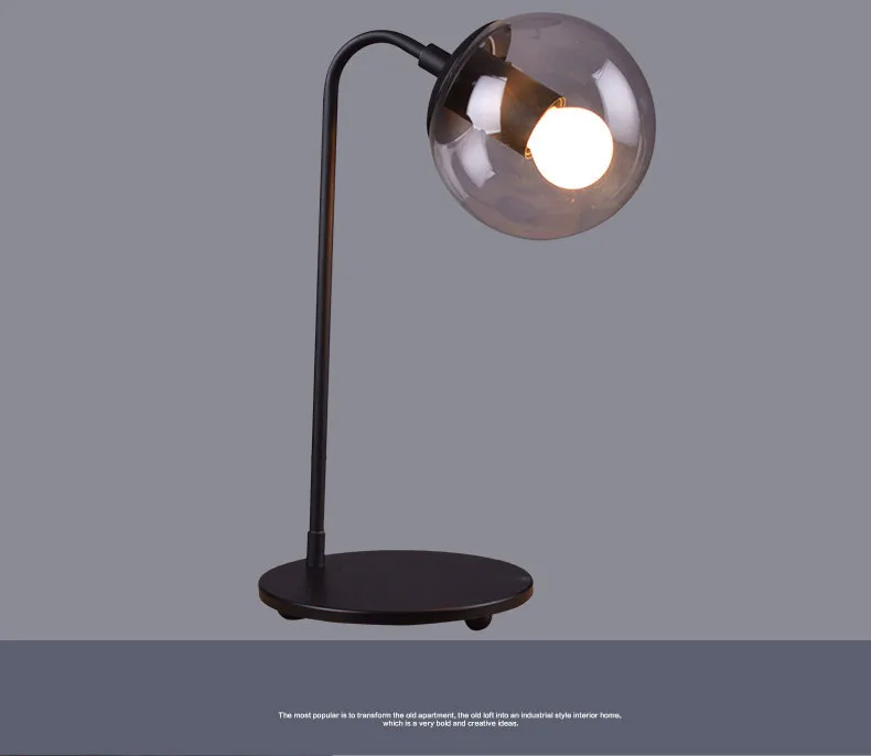 Hotel Bedroom Table light Clear Glass Ball Lamp Desk