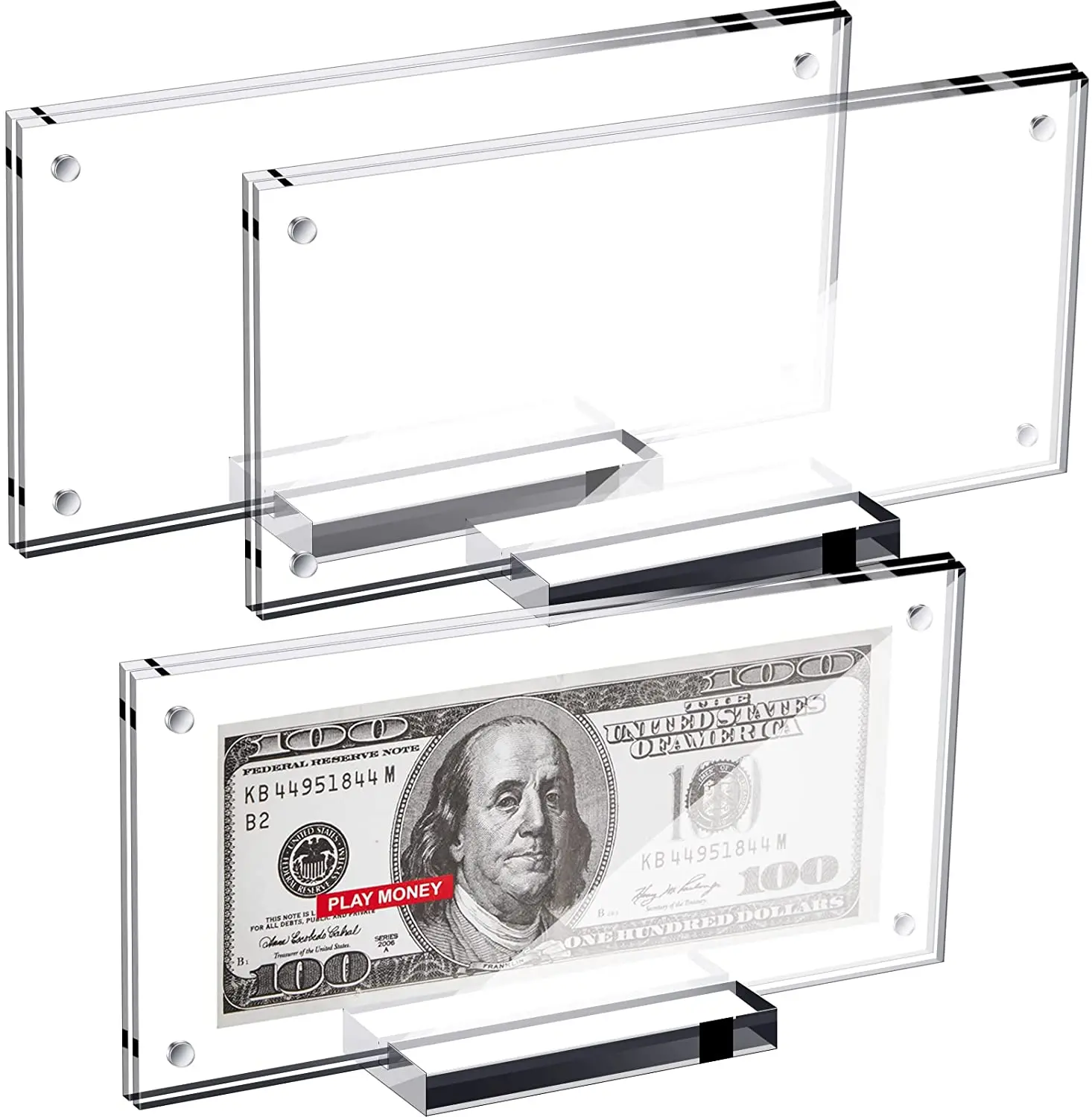 Counter Cash Money Banknote Slab Case Stand Acrylic Currency Display Holder Screw Collector Frame