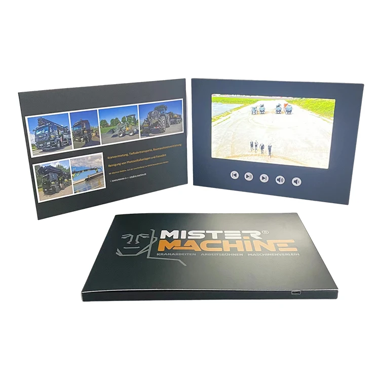 Wholesale lcd Video Greeting Card 7inch ips Hardcover Wedding Video Book a5 Brochure Video for Business Marketing