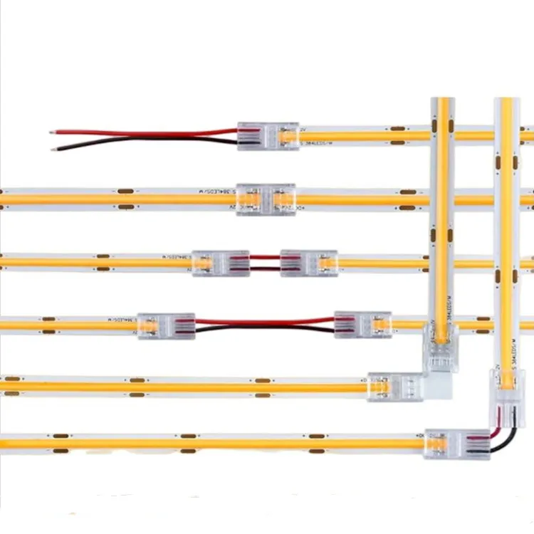 cob led strip connector corner 6mm 8mm 10mm 2 pin or 3pin  strip to wire led strip light  Fast connector