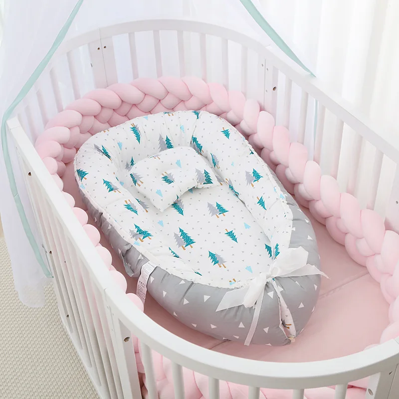 100% cotton luxury newborn baby lounger cot for babies sleep nest pillow for sale