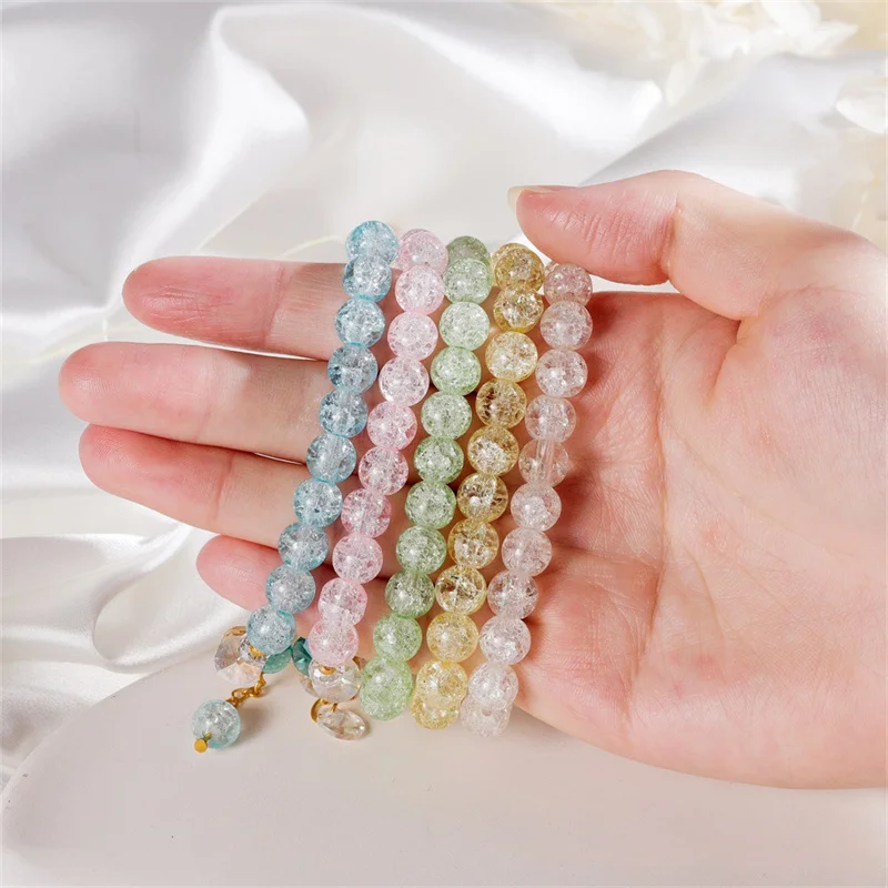 Rinhoo Shell Flower Daisy Bracelet Bohemian Colorful Crystal Beads Elastic Rope Bracelets for Women Fashion Jewelry Pulseira