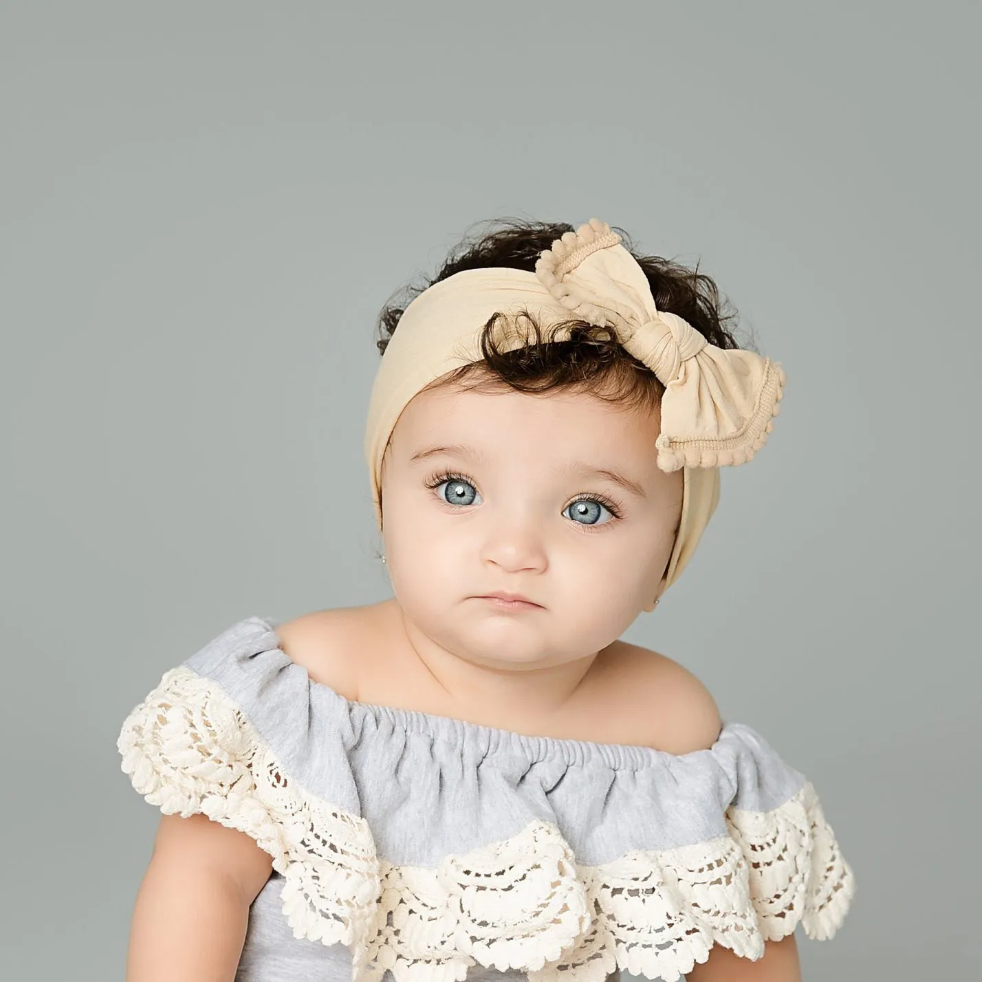 Wholesale Baby hair accessories infant  Children elastic headband soft Bow Flower Head wear 3pcs/set for girls