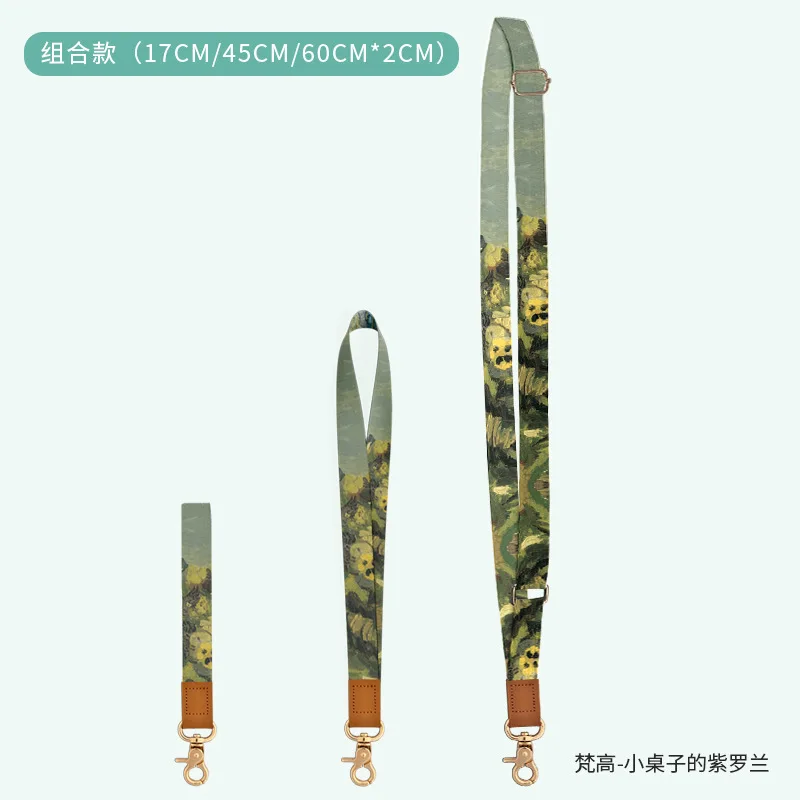 Customized 3-piece set print phone lanyard secure phone strap multi color necklace mobile phone chain famous painting lanyard