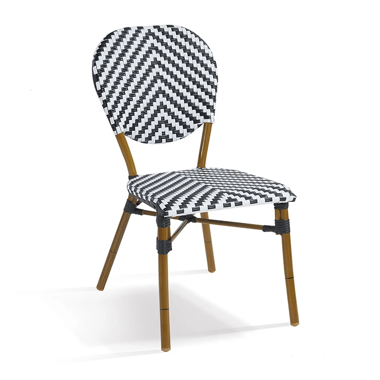 Outdoor French Bistro Rattan Wicker Dining Chairs Bamboo Look  Bistro Armless Garden Chair