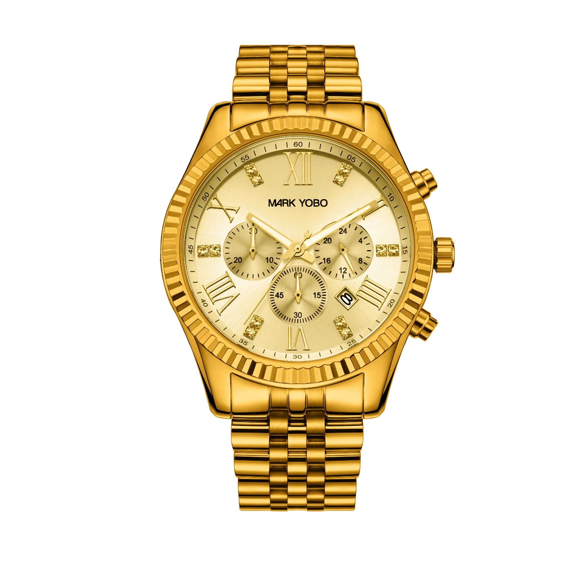 Wholesale Custom logo or NO LOGO  Luxury All 316L Stainless Steel  14K 18K gold Plated Men Japan Quartz Movement watch
