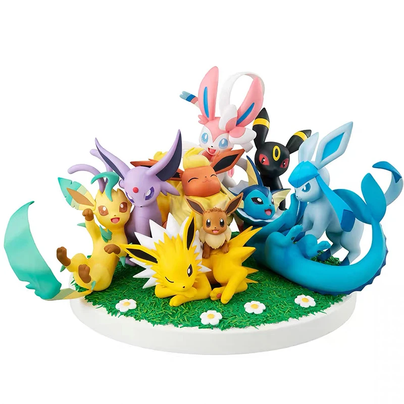 9pcs/set Hot Selling Eevee Japanese Cosplay Cartoon Character Toy Poke mon Pika Anime PVC Figure 13CM