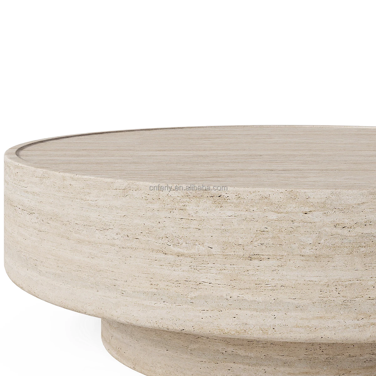 FERLY French Style Living Room Furniture Sets Modern Luxury Travertine Carved Round Coffee Table