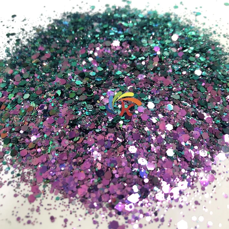 2oz Bag Packing Polyester change color glitter color shifting chunky glitter