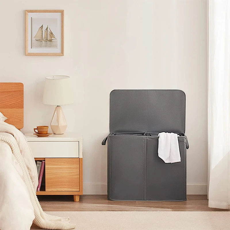 Hot Selling Double Laundry Hamper with Lid and Removable Laundry Bags