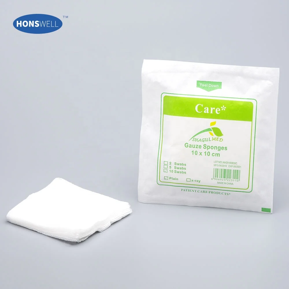 Factory sterile folded or unfolded edge gauze swabs 100% cotton