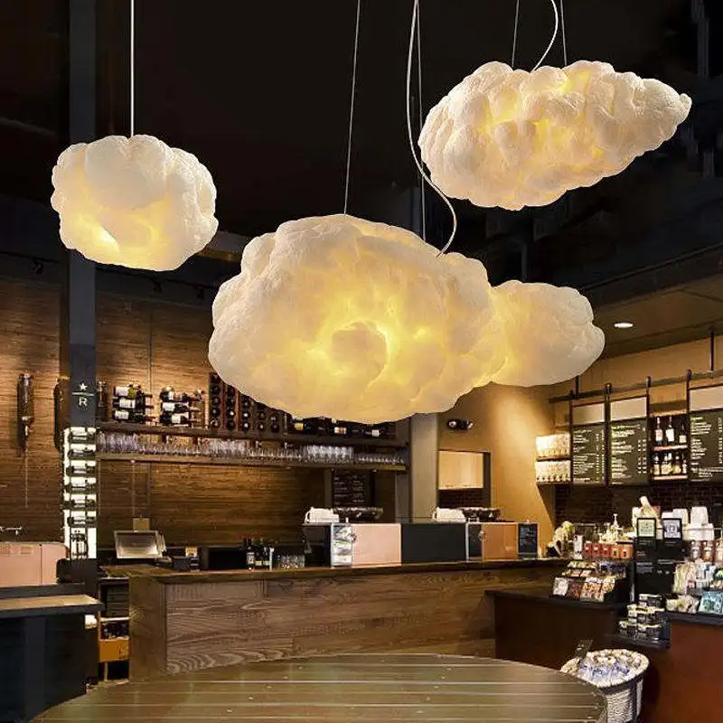 Led Hanging Modern Nordic Lamp White Cloud Chandelier Light for Indoor Living Room Dining Room